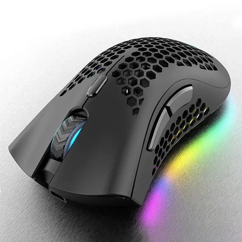 Hackathoner BM600 Pro Gaming Mouse - Wireless RGB Honeycomb