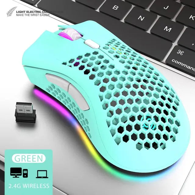 Hackathoner BM600 Pro Gaming Mouse - Wireless RGB Honeycomb