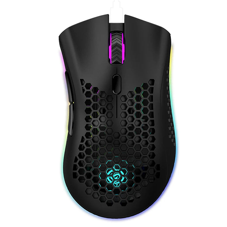 Hackathoner BM600 Pro Gaming Mouse - Wireless RGB Honeycomb